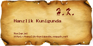 Hanzlik Kunigunda névjegykártya